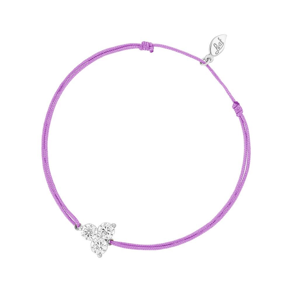 Lucky bracelet triple zirconia, 925 sterling silver, violet