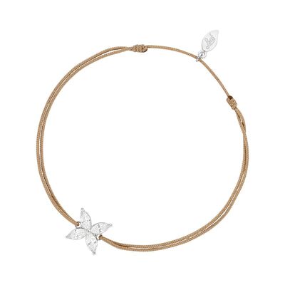 Bracelet porte-bonheur Leaf Flower, argent sterling 925, beige