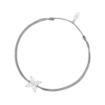 Bracelet porte-bonheur feuille fleur, argent sterling 925, gris