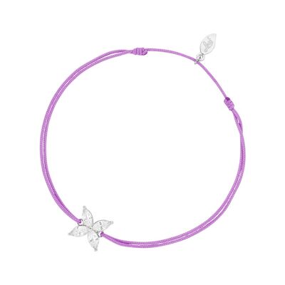 Bracelet porte-bonheur Leaf Flower, argent sterling 925, violet