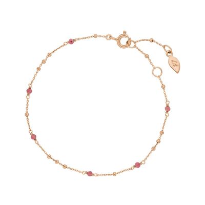Bracelet Flying Gems, Rhodonite, Plaqué Or Rose 18K