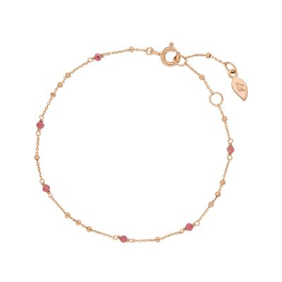 Brazalete Flying Gems, Rodonita, Chapado en Oro Rosa de 18K