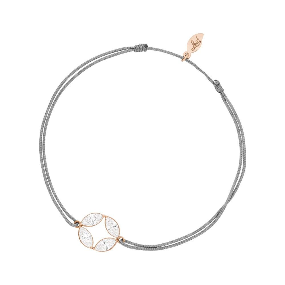 Lucky bracelet round flower, 18k rose gold plated, grey