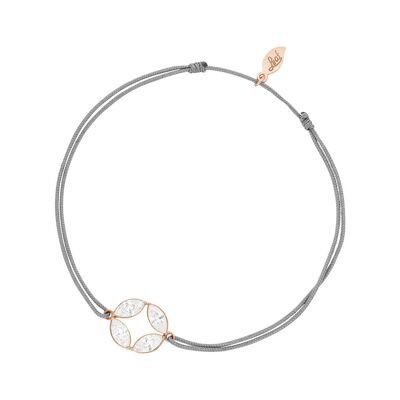 Bracelet porte-bonheur fleur ronde, plaqué or rose 18 carats, gris