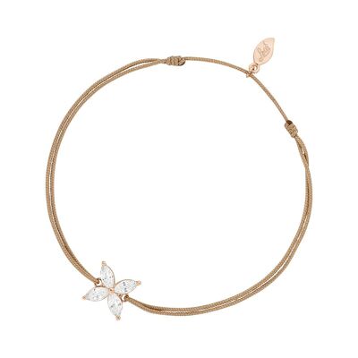 Bracelet porte-bonheur Leaf Flower, plaqué or rose 18 carats, beige
