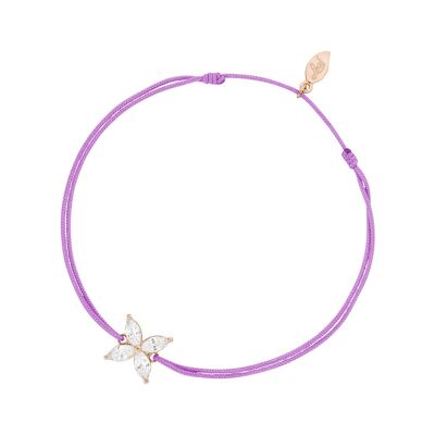 Bracelet porte-bonheur Leaf Flower, plaqué or rose 18 carats, violet