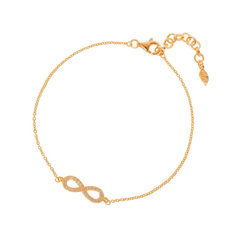 Pulsera infinity plata bañada en oro amarillo