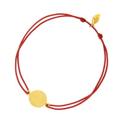 Bracelet porte-bonheur tranches, plaqué argent, rouge