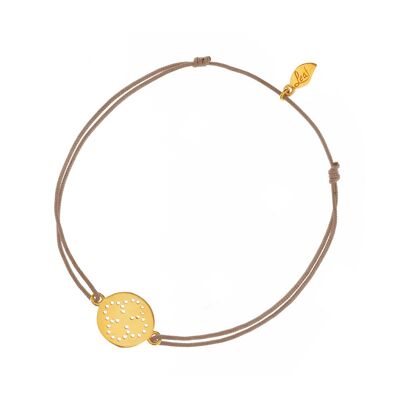 Lucky bracelet Disc CLOVER, yellow gold plated, beige