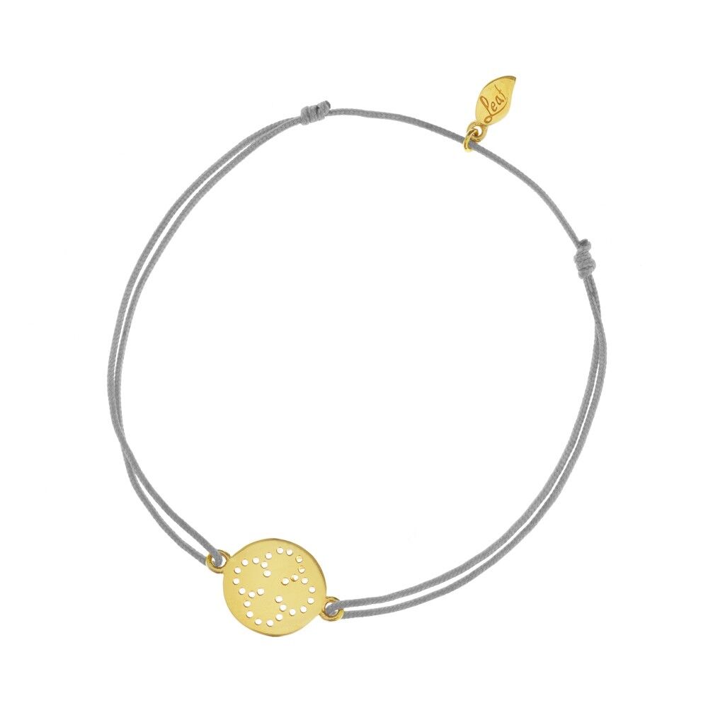 Pulsera Disc CLOVER lucky, baño de oro amarillo, gris