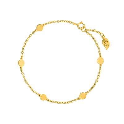 Pulsera básica con placa, baño de oro amarillo de 18 K