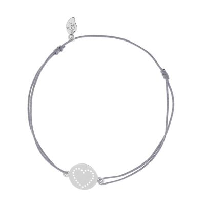 Nastro portafortuna Disc HEART, argento, grigio