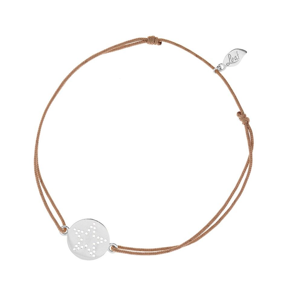 Glücksbändchen Disc STAR, Silber, Beige