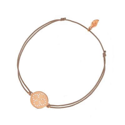 Bracelet porte-bonheur Disc CLOVER, plaqué or rose, beige