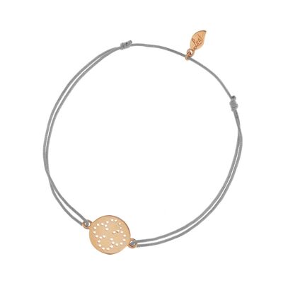 Bracelet porte-bonheur Disc CLOVER, plaqué or rose, gris
