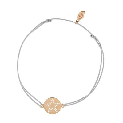 Disc STAR lucky bracelet, rose gold plated, gray