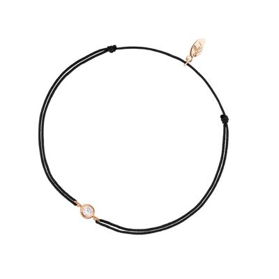 Glücksbändchen Pure, 18 K Rosegold vergoldet, Schwarz