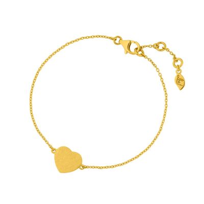 Heart-Disc bracelet, matt, 18K yellow gold plated