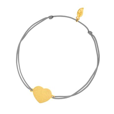Bracelet porte-bonheur Heart-Disc, mat, plaqué or jaune, gris