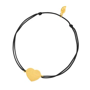 Bracelet porte-bonheur Heart-Disc, mat, plaqué or jaune, noir 1