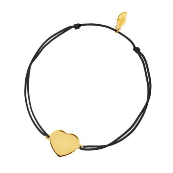 Bracelet porte-bonheur Heart-Disc, mat, plaqué or jaune, noir 2