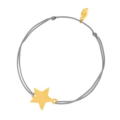 Bracelet porte-bonheur Star-Disc, mat, plaqué or jaune, gris