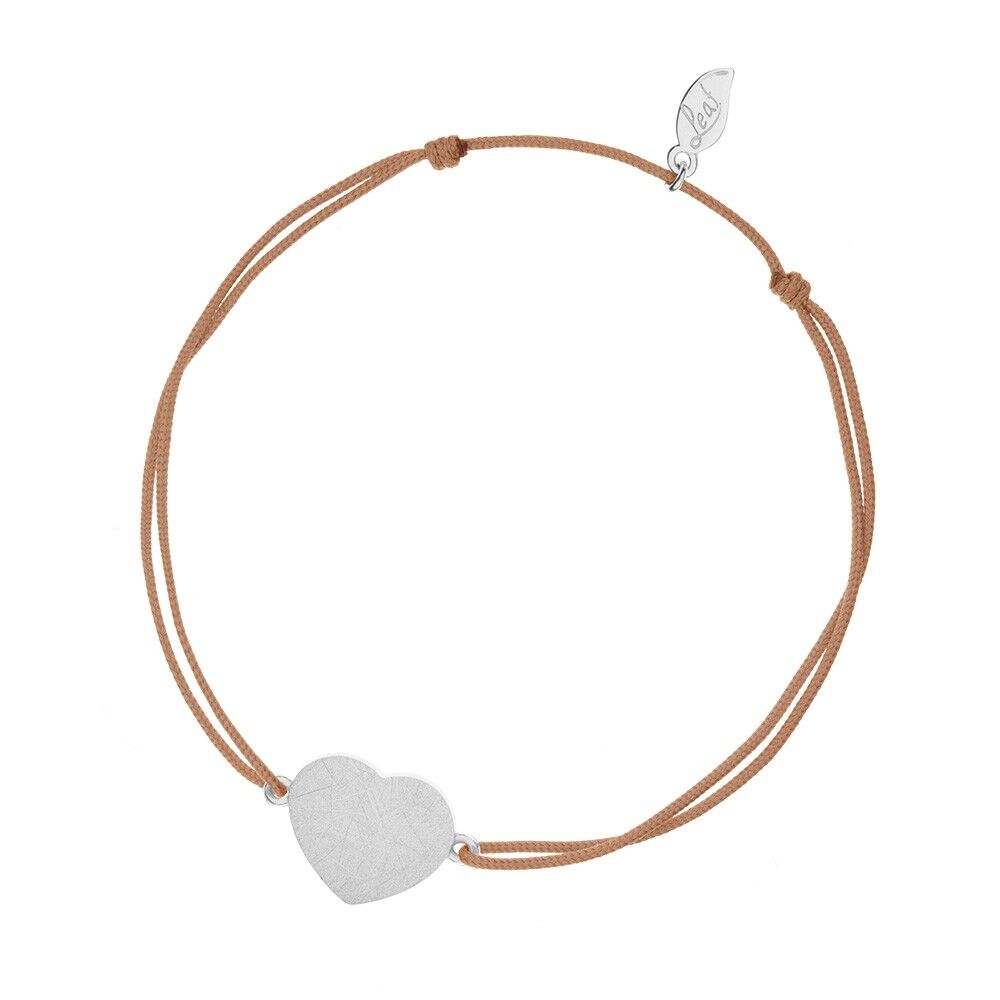 Glücksbändchen Heart-Disc, matt, Silber, beige