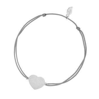 Bracelet porte-bonheur Heart-Disc, mat, argent, gris 1