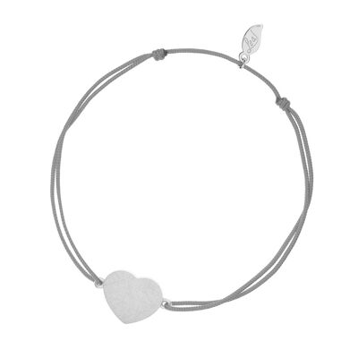 Bracelet porte-bonheur Heart-Disc, mat, argent, gris