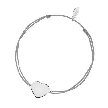 Bracelet porte-bonheur Heart-Disc, mat, argent, gris 2