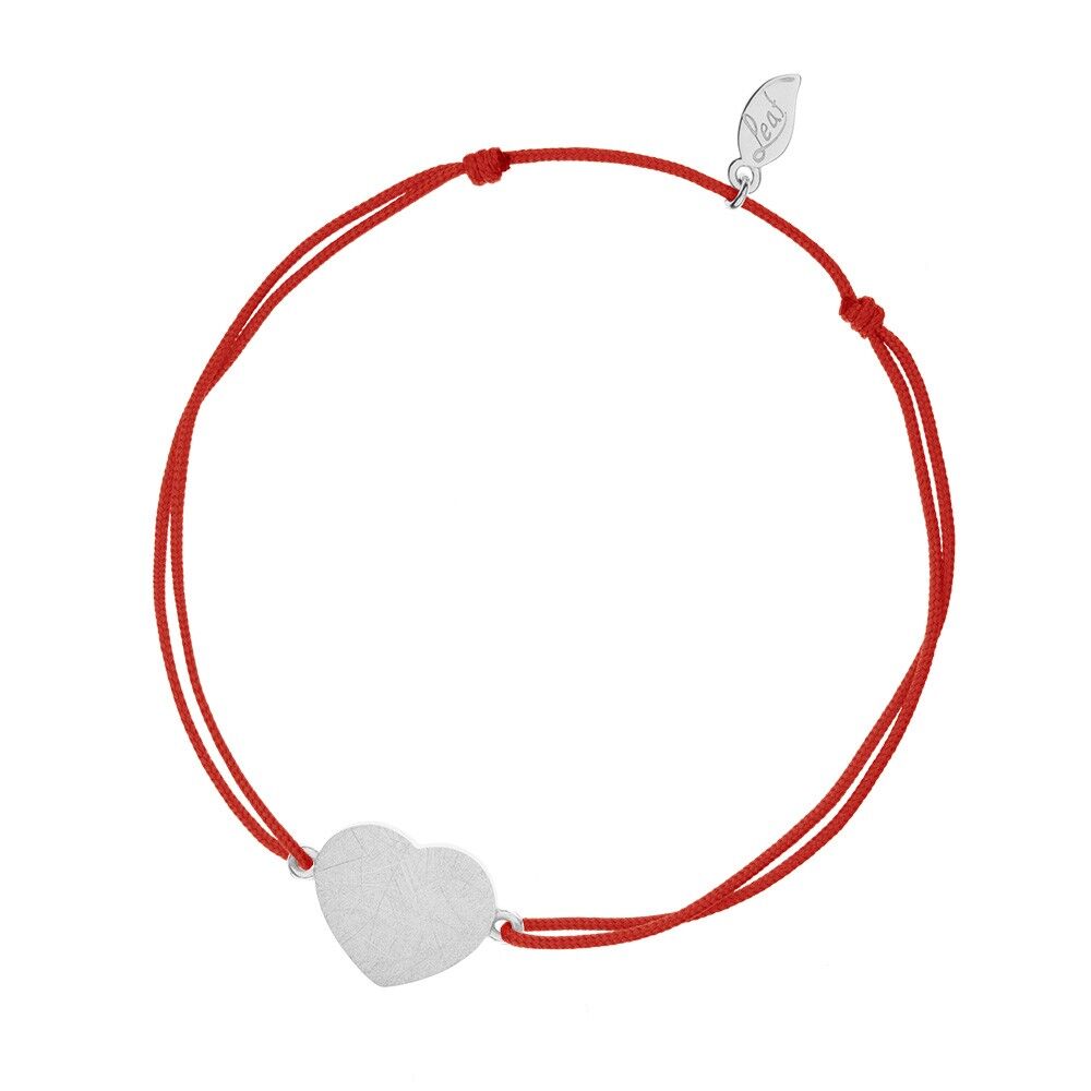 Lucky bracelet Heart-Disc, matt, silver, red