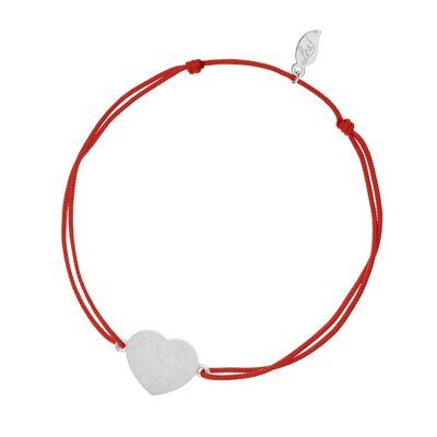 Bracelet porte-bonheur Heart-Disc, mat, argent, rouge