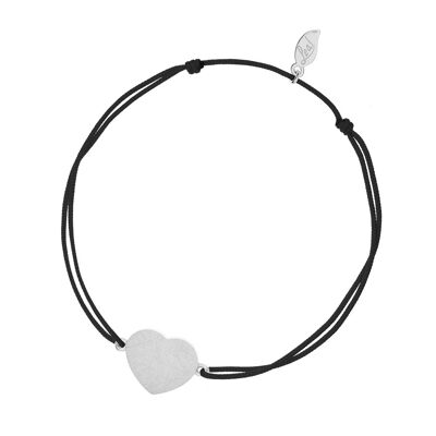 Lucky bracelet Heart-Disc, matt, silver, black