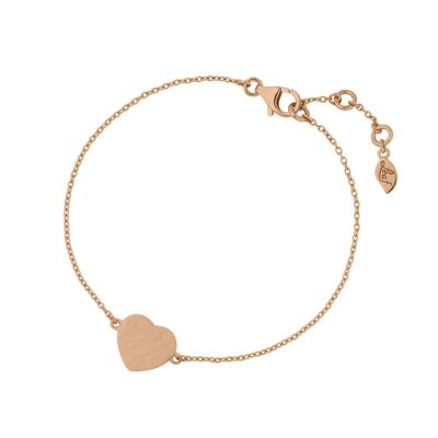 Heart-Disc bracelet, matt, 18 K rose gold plated