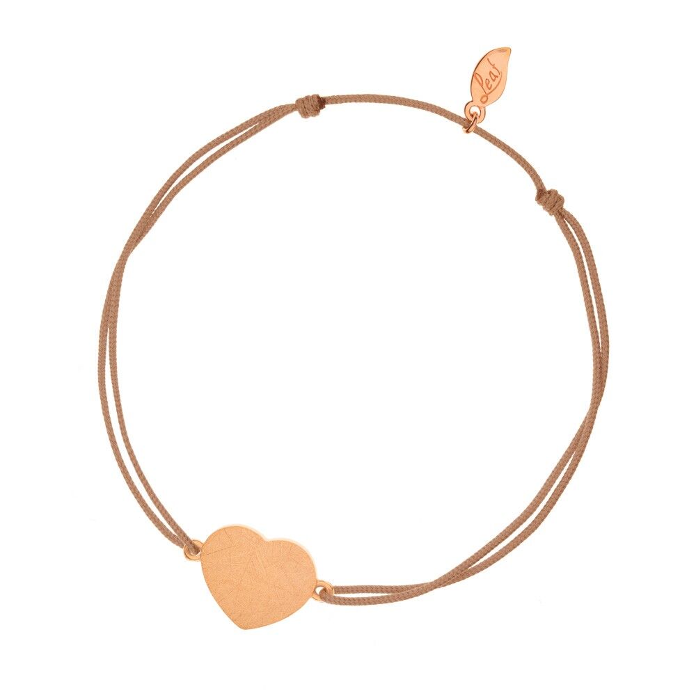 Heart disc lucky bracelet, matt, rose gold plated, beige