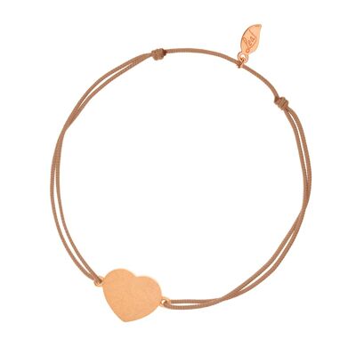 Bracelet porte-bonheur Heart-Disc, mat, plaqué or rose, beige