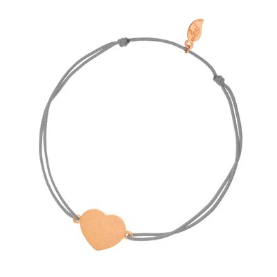 Bracelet porte-bonheur Heart-Disc, mat, plaqué or rose, gris