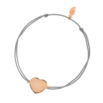 Bracelet porte-bonheur Heart-Disc, mat, plaqué or rose, gris 2