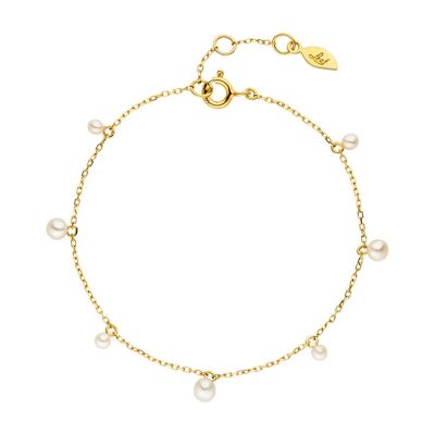 Rain Drop bracelet, 18 k yellow gold plated, pearl