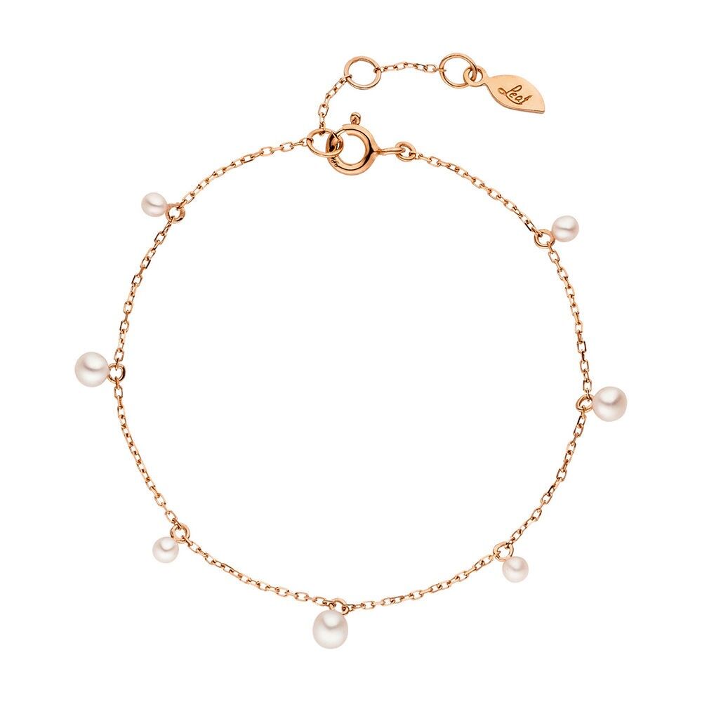 Armkette Rain Drop, 18 K Roségold vergoldet, Perle