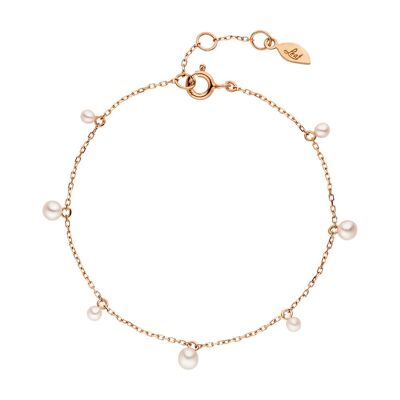 Armkette Rain Drop, 18 K Roségold vergoldet, Perle