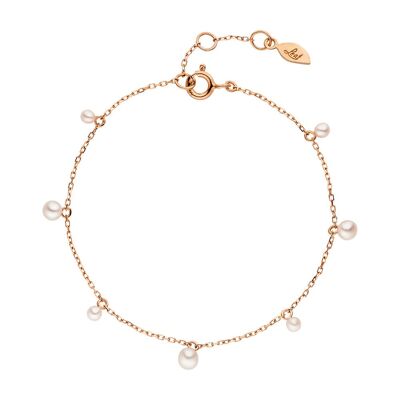 Rain Drop bracelet, 18 k rose gold plated, pearl