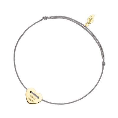 Bracelet porte-bonheur "Best Mum", plaqué or jaune 18 carats, gris