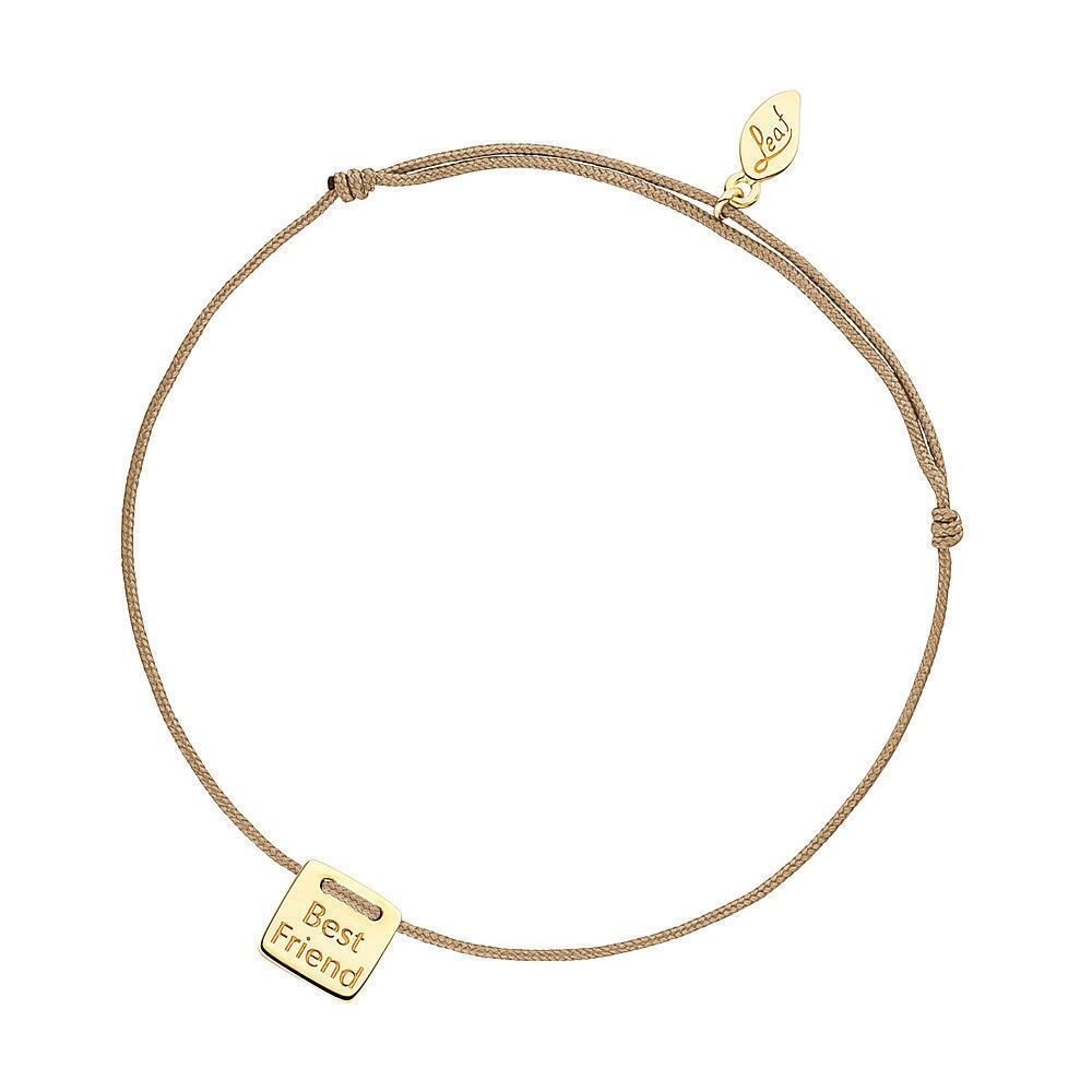 Bracelet porte-bonheur "Best Friend", plaqué or jaune 18 carats, beige