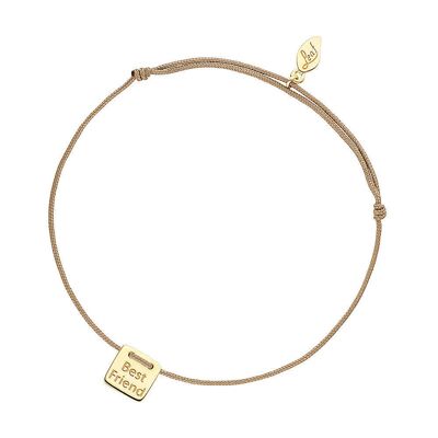 Bracelet porte-bonheur "Best Friend", plaqué or jaune 18 carats, beige
