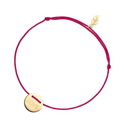 Pulsera de la suerte LOVE, chapada en oro amarillo de 18 K