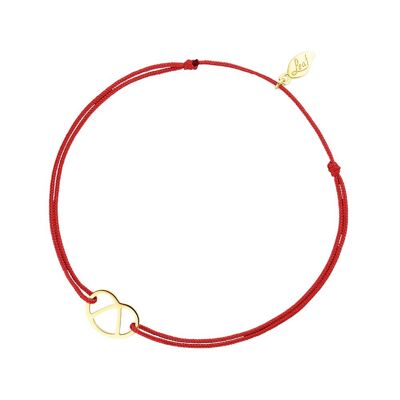 Bracelet porte-bonheur "Brezn", plaqué or jaune 18 carats, rouge