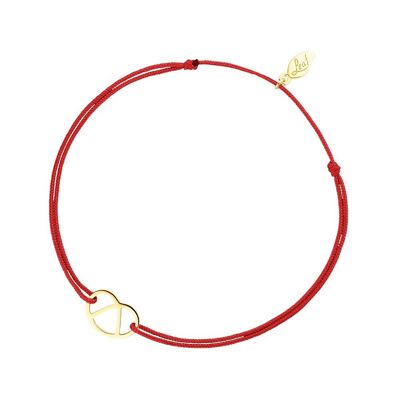 Pulsera de la suerte "Brezn", chapada en oro amarillo de 18 K, roja