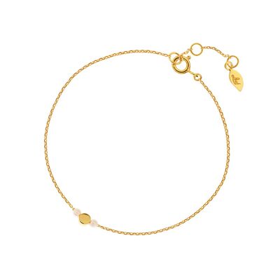 Bracelet rond avec perle, plaqué or jaune 18 carats