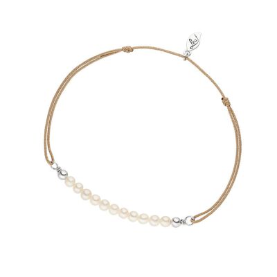 Luck bracelet pearl, 925 sterling silver, beige